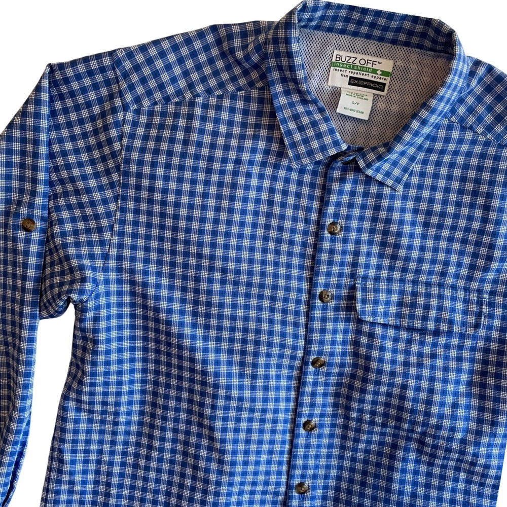 ExOfficio Buzz Off Insect Shield Plaid Button Down Shirt - Men's Small‎
